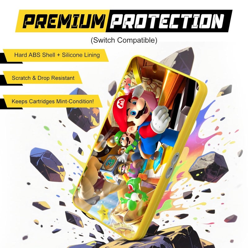 doepeBAE Switch Game Card Case Compatible with Nintendo Switch,Game Card Storage Holder,New Portable Thin Card Protection Case with 24 Game Card Slots and 48 TF Card Slots (24T Yellow) - Image 2